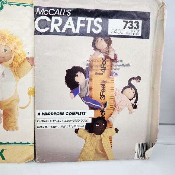 Lot 3 Butterick McCall Sewing Pattern Cabbage Patch Dolls Clothes Costume Craft - Picture 2 of 7
